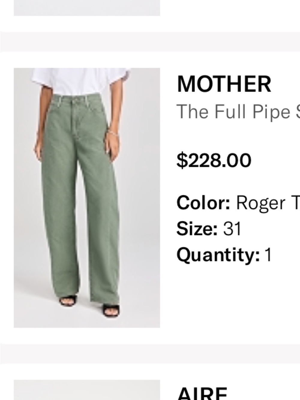 MOTHER Wide-Leg High-Rise Jeans in Olive Green